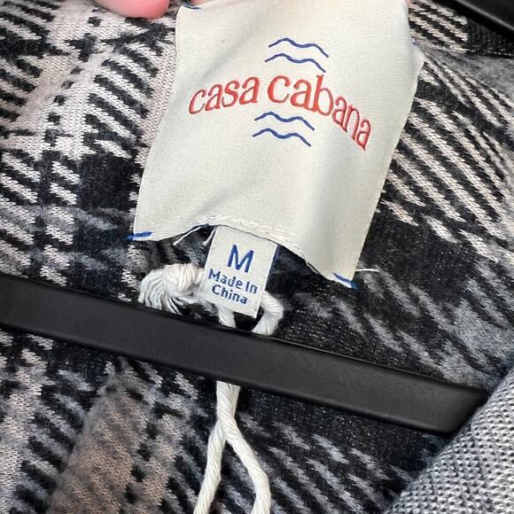 Casa Cabana Jackie Plaid Flannel Button Front Shacket Black Grey Size Medium - Picture 6 of 6